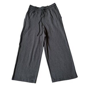 Lands' End sport knit high rise crop wide leg stretchy dark charcoal heather XS